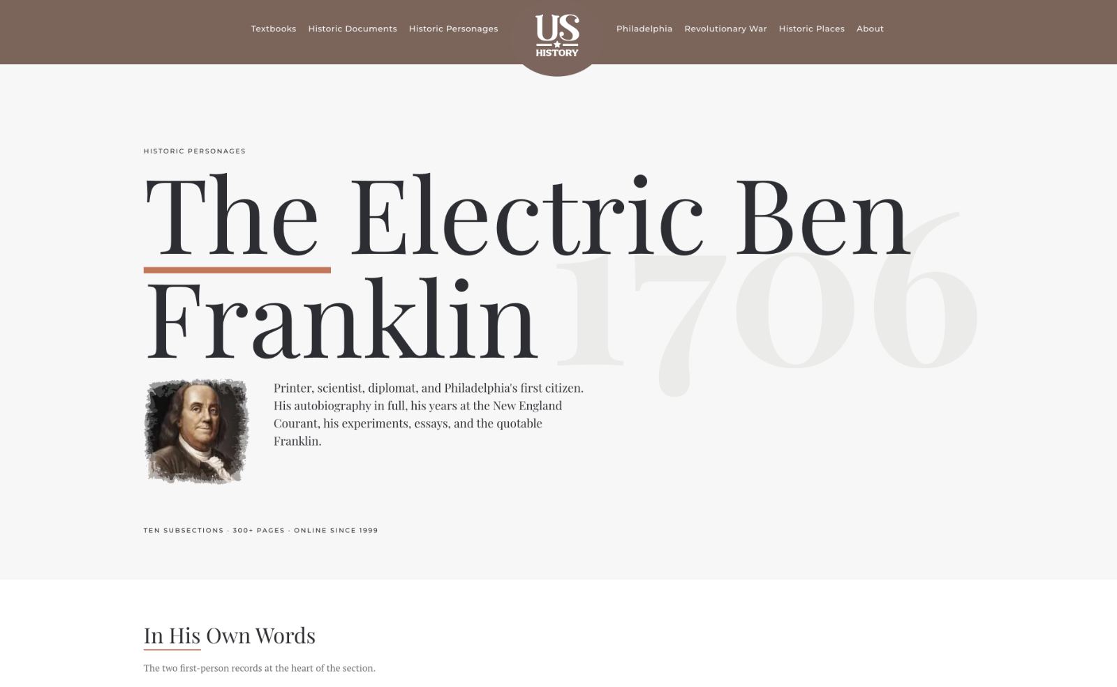 The Electric Ben Franklin section on the new site